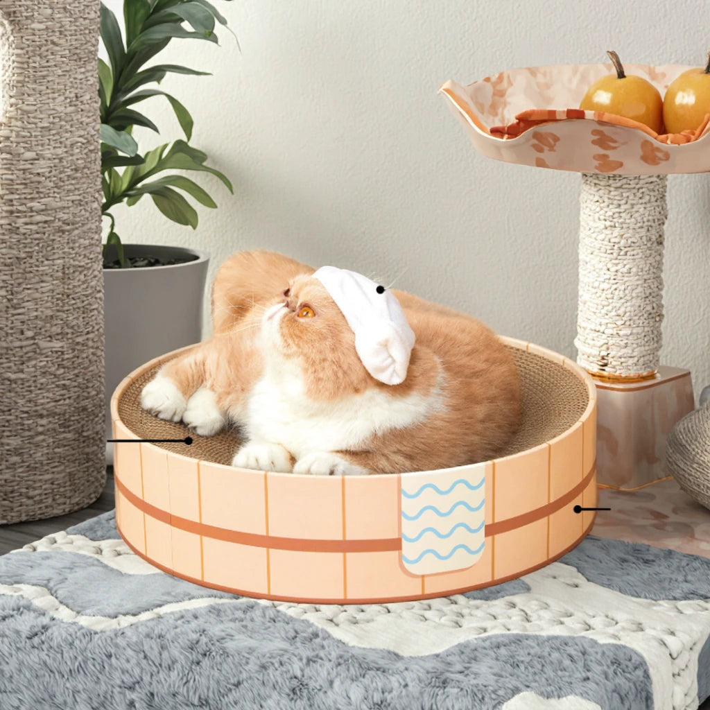 Luxury Large Modern Sustainable Cat Nest Scratcher with Carton Packaging Made of Felt Cardboard Corrugated Paper for Bath Tub - Image 6