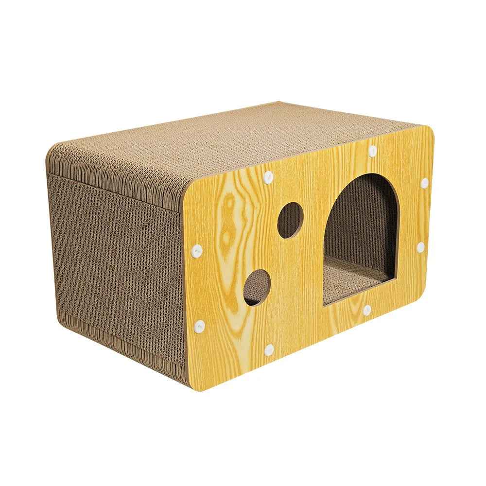 Eco-Friendly Indoor Cat Scratcher House Sustainable Corrugated Cardboard Pet Bed Wholesale Home Indoor Cat Bed Paper Carton