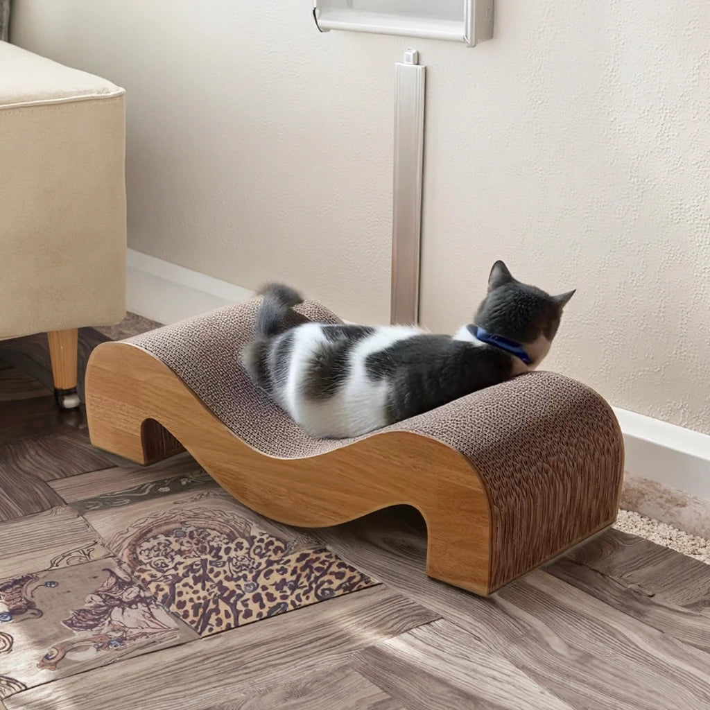 Wholesale Luxury Large Rectangle Catnip Pet Beds Comfortable Indoor Corrugated Cardboard Cat Scratcher Modern Sustainable
