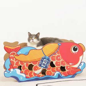Factory Wholesale Sustainable Cat Scratcher Board Paper Cats with Ball Toy Cat Lounge Bed Pet Accessories in Carton Packaging
