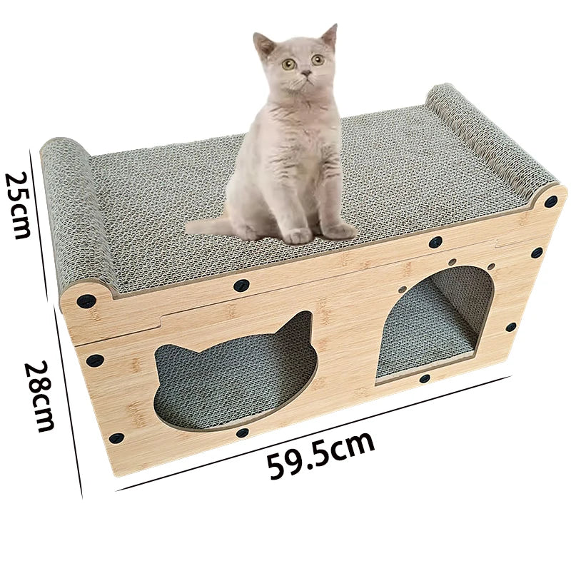 Modern Outdoor Cat Scratcher Nest Solid Pattern Corrugated Cardboard Pet House Furniture Wood Construction Button Small Animals - Image 3