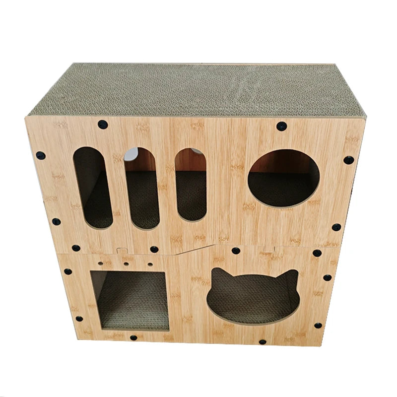 Nest Premium Pet Bed Small Classic Rectangle Style Animal Comfortable Cat Scratcher Bed Made Wool Corrugate Paper Nest Bed - Image 3
