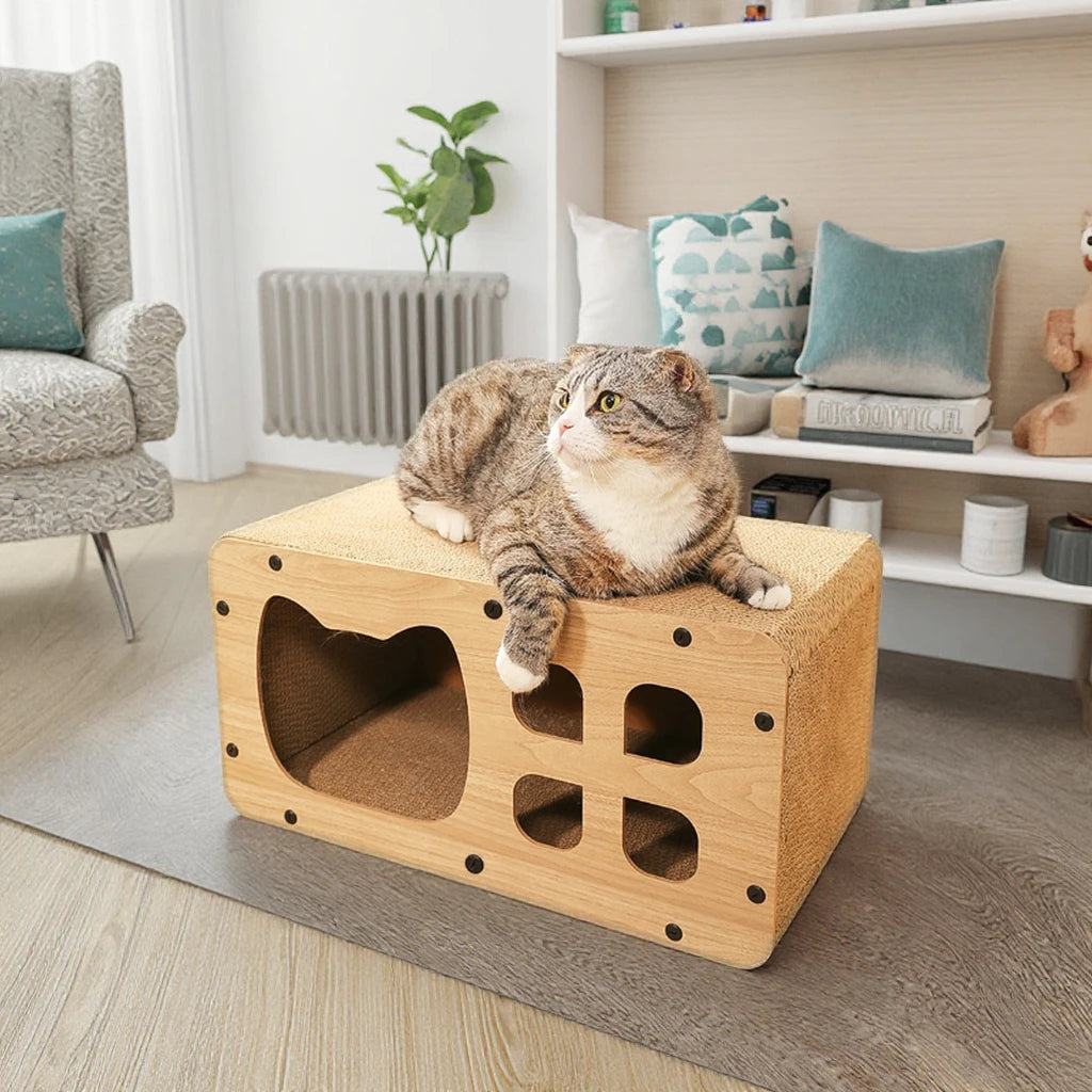 Modern Luxury Cat Scratching Board Unique Paper Design Sustainable Cat Trees Curved Interactive Scratcher Pet Houses Furniture - Image 6