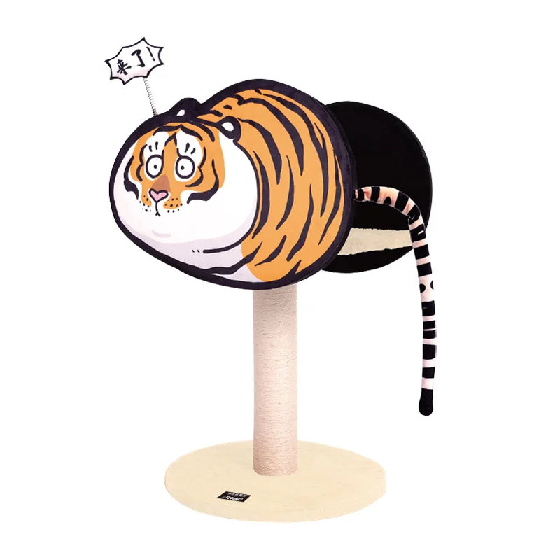 Cat Climbing Frame Fat Tiger Scratching Post Stable Platform Wide Space Contains Wood Polygonum Hold It Steady Cat Toy
