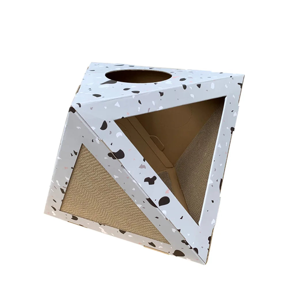 Wholesale diamond Corrugated Paper Cat's Nest Scratcher Triangle Vertical Cat Grab Board Toy Wear-resistant Cat Carton Box