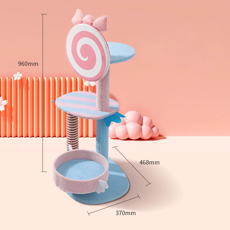 Large Space Enclosed Cat Condo Tree Cute Pink Candy Multi-storey Cat Climbing Frame Colorful Paradise Cat Tree - Image 18