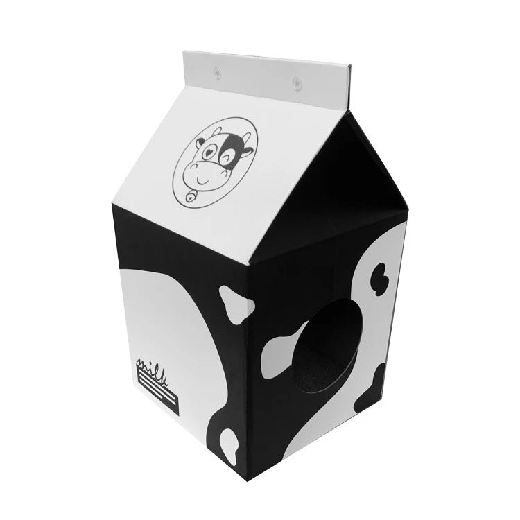 Hot Sale Modern Cat Cardboard House Custom Logo Corrugated Paper Milk House with Scratcher Square Shape and Animal Pattern - Image 7