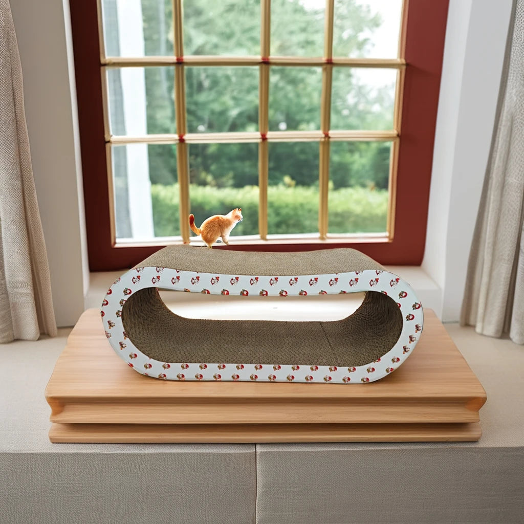 OEM/ODM Luxury Cat Scratching Board Unique Curved Organic Paper Plastic Toy Bed Wood Corner Cat Tree Scratcher for Pets - Image 6