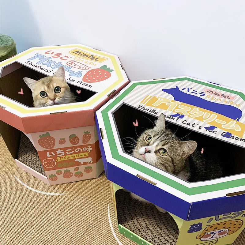 Manufacturer Ice Cream Cat House Furniture Condo Scratcher Cardboard Corrugated Paper - Image 3