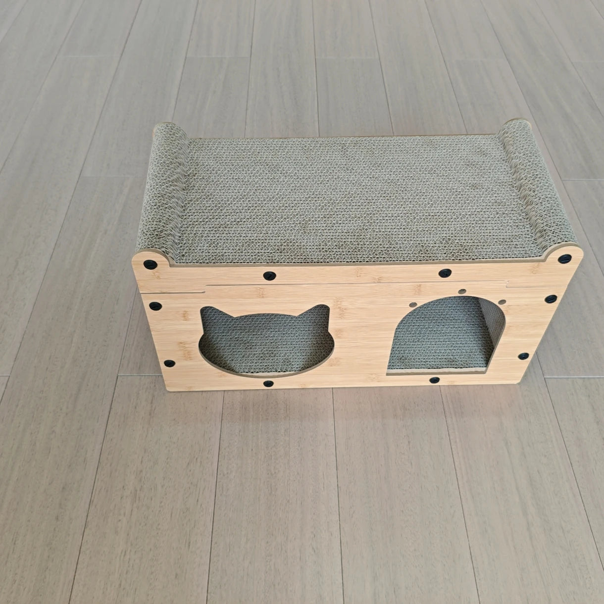 Modern Outdoor Cat Scratcher Nest Solid Pattern Corrugated Cardboard Pet House Furniture Wood Construction Button Small Animals - Image 4