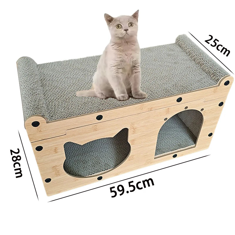 Modern Outdoor Cat Scratcher Nest Solid Pattern Corrugated Cardboard Pet House Furniture Wood Construction Button Small Animals - Image 7