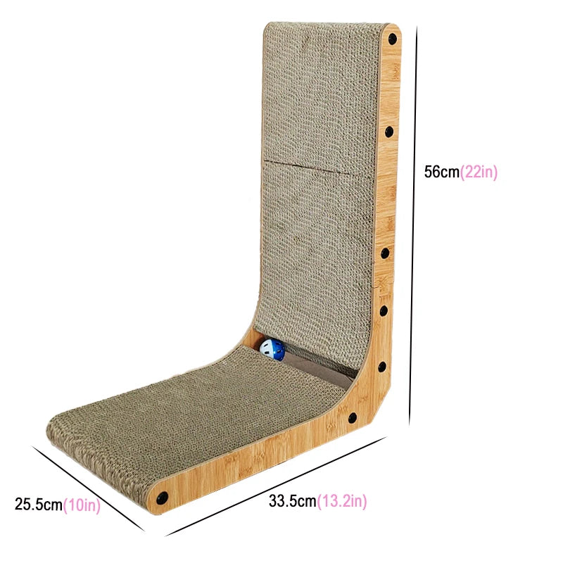 Luxurious Modern Interactive Wood Cat Scratcher Bed Large L-Shaped with Durable MDF Material Classic Style in Carton Packaging - Image 3