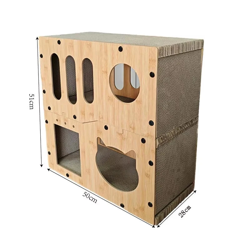 Luxury Modern Durable Corrugated Pine Paper Cat Scratcher Toy Elegant Custom Packaging Carton Cat Houses Furniture Sustainable