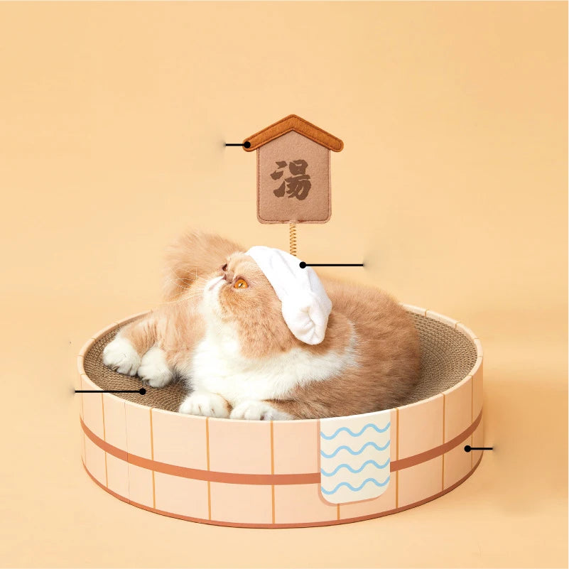 Luxury Large Modern Sustainable Cat Nest Scratcher with Carton Packaging Made of Felt Cardboard Corrugated Paper for Bath Tub - Image 4