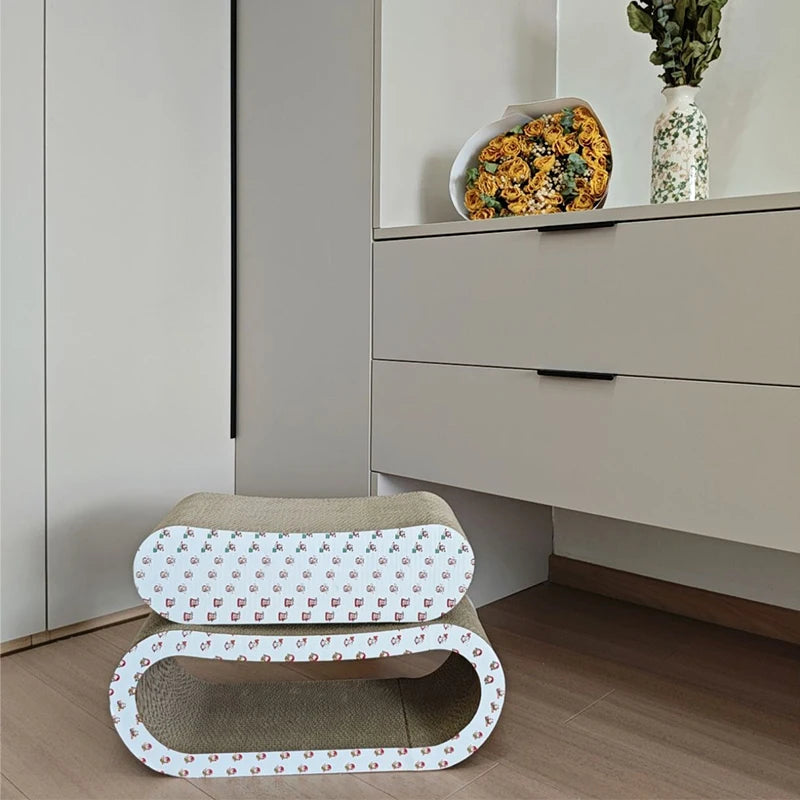 OEM/ODM Luxury Cat Scratching Board Unique Curved Organic Paper Plastic Toy Bed Wood Corner Cat Tree Scratcher for Pets - Image 5