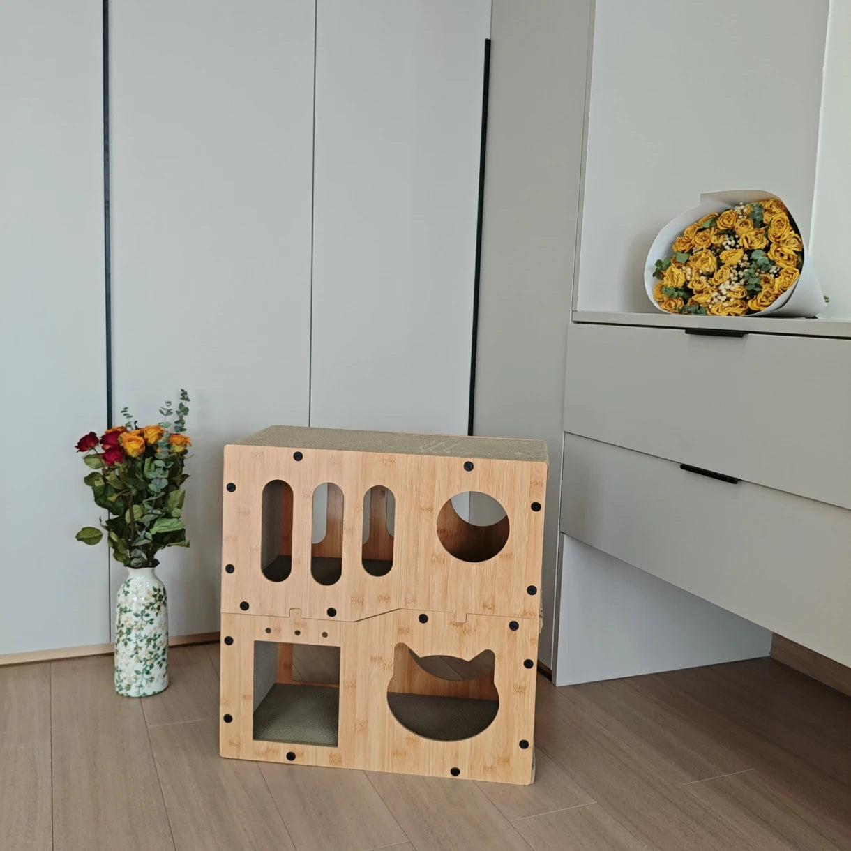 Nest Premium Pet Bed Small Classic Rectangle Style Animal Comfortable Cat Scratcher Bed Made Wool Corrugate Paper Nest Bed - Image 6