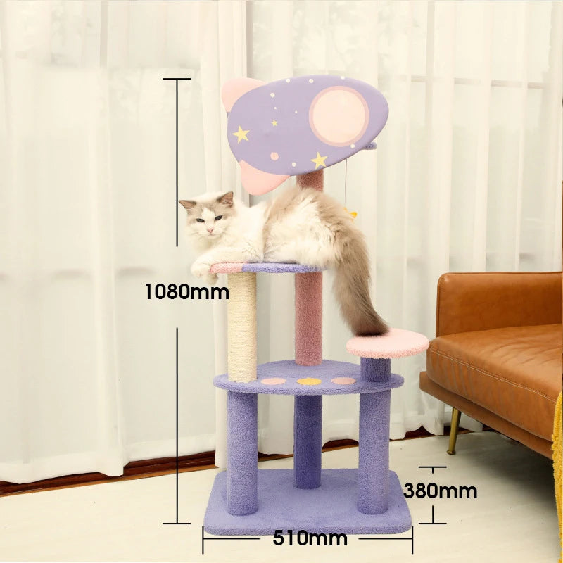 Large Space Enclosed Cat Condo Tree Cute Pink Candy Multi-storey Cat Climbing Frame Colorful Paradise Cat Tree - Image 8