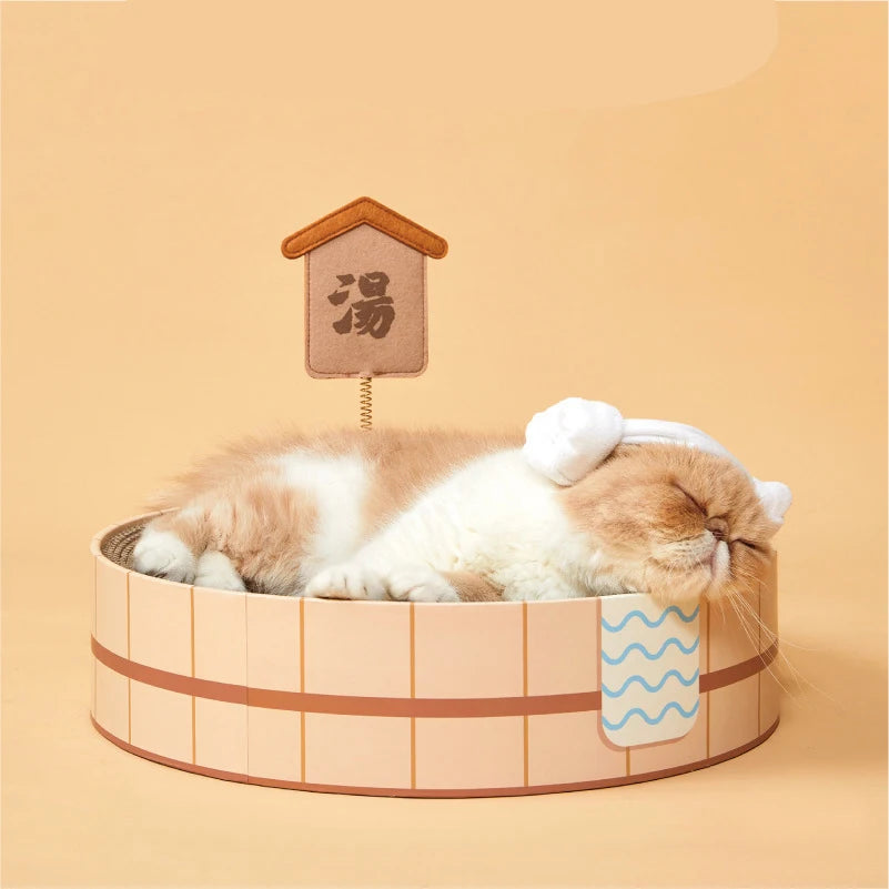 Luxury Large Modern Sustainable Cat Nest Scratcher with Carton Packaging Made of Felt Cardboard Corrugated Paper for Bath Tub - Image 3