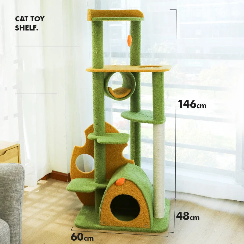 Large Space Enclosed Cat Condo Tree Cute Pink Candy Multi-storey Cat Climbing Frame Colorful Paradise Cat Tree - Image 14