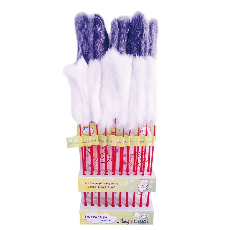 Fairy Feathers Stick Pet Toy Interactive Indoor Cat Teaser Wand Fur Feather Cat Toy