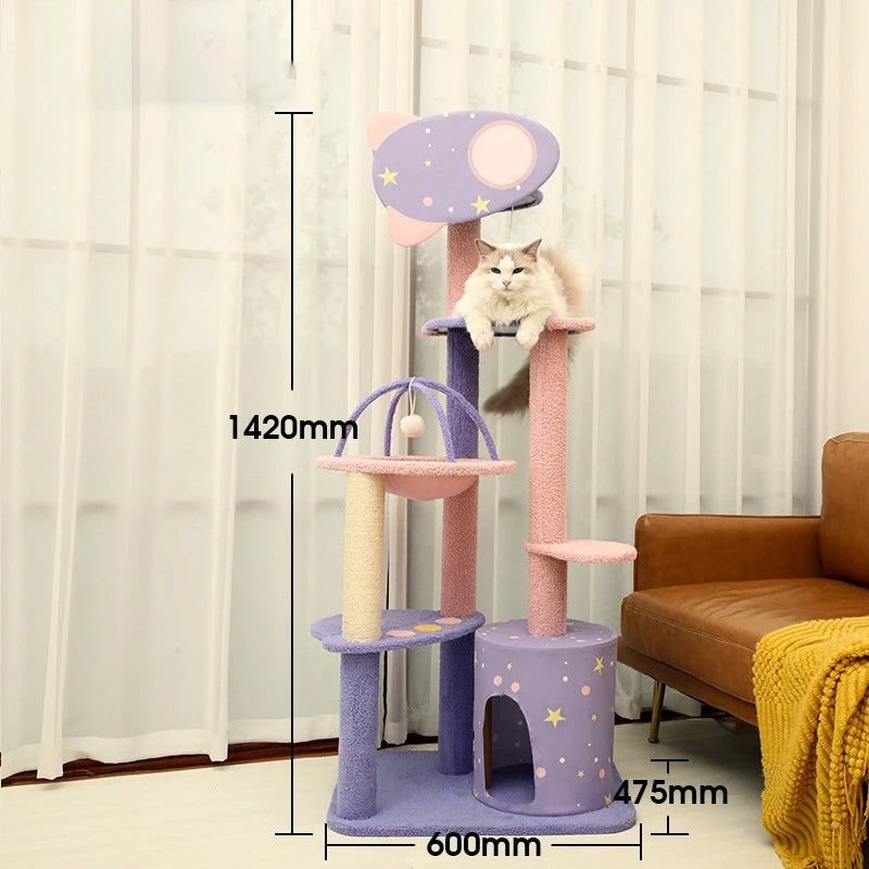 Large Space Enclosed Cat Condo Tree Cute Pink Candy Multi-storey Cat Climbing Frame Colorful Paradise Cat Tree - Image 10
