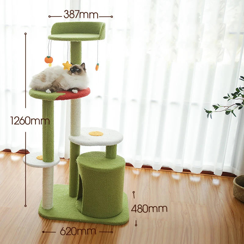 Large Space Enclosed Cat Condo Tree Cute Pink Candy Multi-storey Cat Climbing Frame Colorful Paradise Cat Tree - Image 17