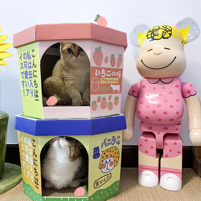 Manufacturer Ice Cream Cat House Furniture Condo Scratcher Cardboard Corrugated Paper - Image 5